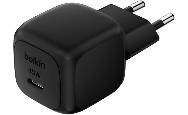 Belkin BoostCharge Compact 45W USB-C PD Fast Charging AC Charger for All iPhone 16 and iPhone 15 Models Samsung Galaxy S25, iPad, AirPods, and More - Black